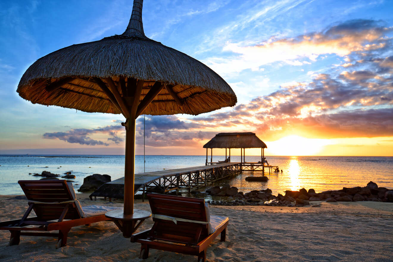 sunset at the beach in Mauritius